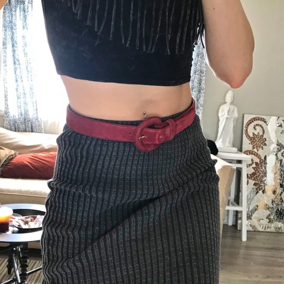 Accessories - Vintage • Maroon Suede Belt